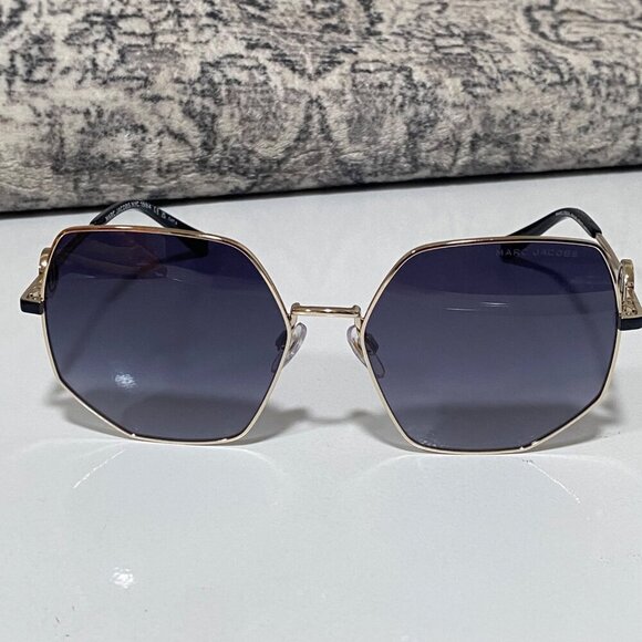 NEW Marc Jacobs Gold Frame Oversized Sunglasses Gradient Lens - Picture 1 of 5